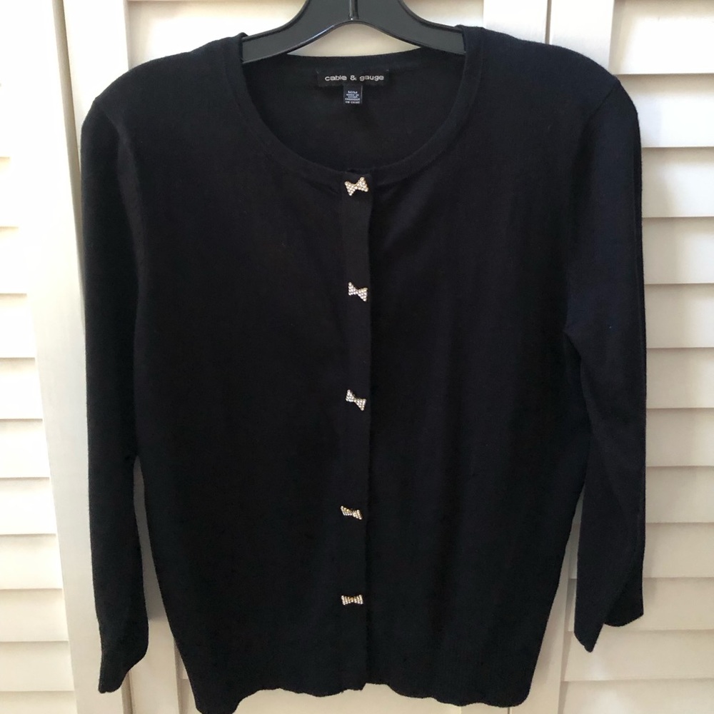 Cable and Gauge•M•Black Button Sweater